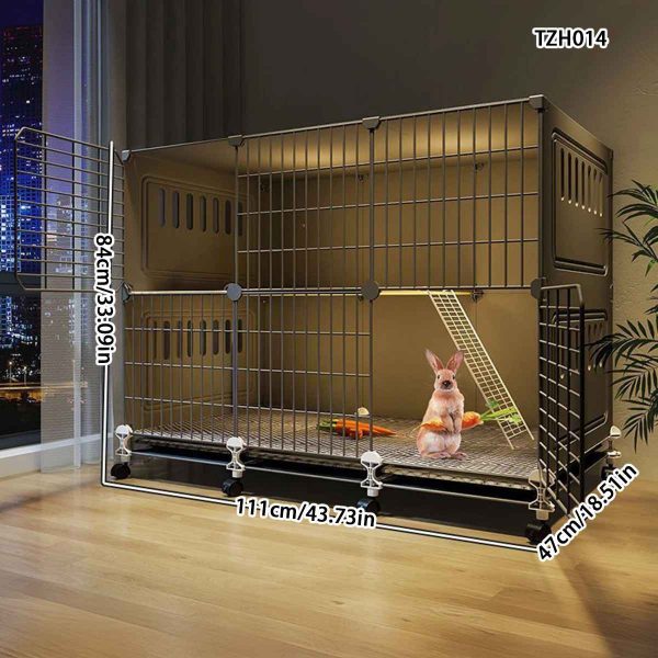 Rabbit Cage Household Extra Large Double-Layer Indoor Special Automatic Feces Cleaning Guinea Pig Cage Two-Story Platform Small House - Image 3