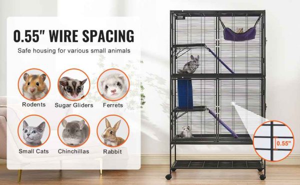 64.6" Rolling Metal Ferret Cage, Large 4-Tier Critter Nation Cage, Small Animal Cage with Ramps & Tray, Easy to Set up for Pet Mice, Hamster, Guinea Pig, Chinchilla, Squirrel, Hedgehogs, Bunny - Image 2