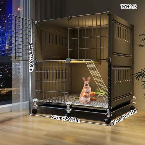 Rabbit Cage Household Extra Large Double-Layer Indoor Special Automatic Feces Cleaning Guinea Pig Cage Two-Story Platform Small House