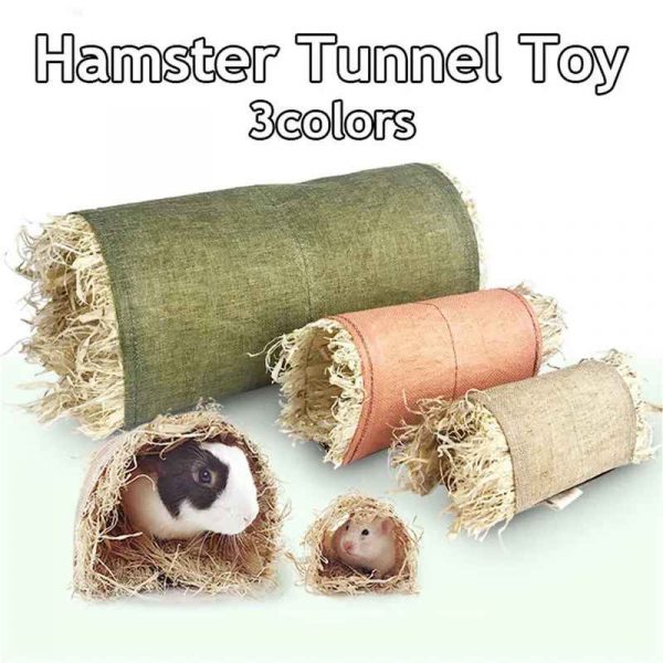 Rabbit Hideaway Toy Grass Straw Bunny Toy Tunnel Hamster Accessories for Guineapig Chinchilla Ferret Rats Rodent Animal Pet Cage - Image 3