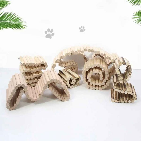 Bendable Hamster Climbing Ladder Wooden Multifunctional Hamster Habitat Toy Cage Decoration Easy To Install - Image 2